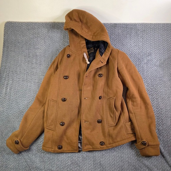 OTHER SIDE Jackets & Blazers - Other Side Women's Brown Hooded Button Jacket Medium Plaid Lined